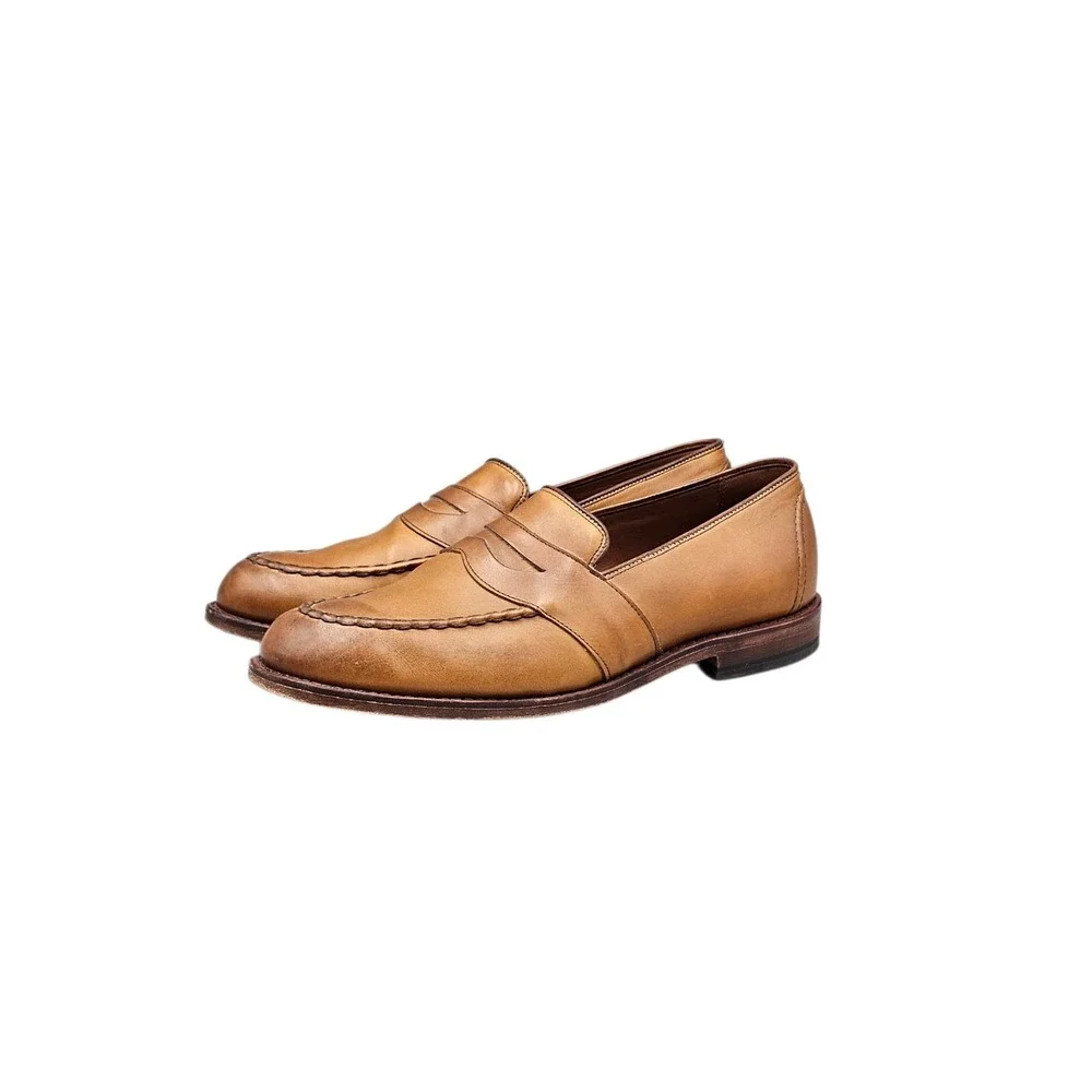 Allen Edmonds Mens Size 9.5 EEE Xtra Wide EUC Randolph Tan Leather Penny Loafers